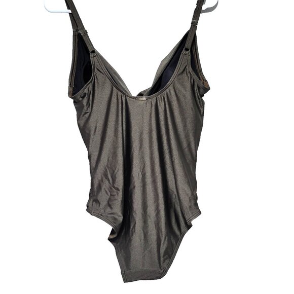 Calvin Klein Swimsuit 14 Women's One Piece Bronze Side Pleats Full Coverage - Picture 2 of 4